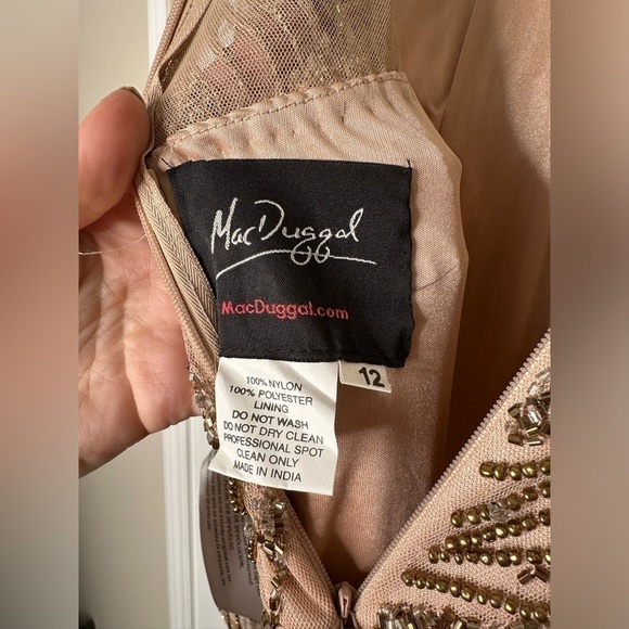 MAC DUGGAL embellished long sleeve column gown in mocha 12 NWT - Picture 11 of 11